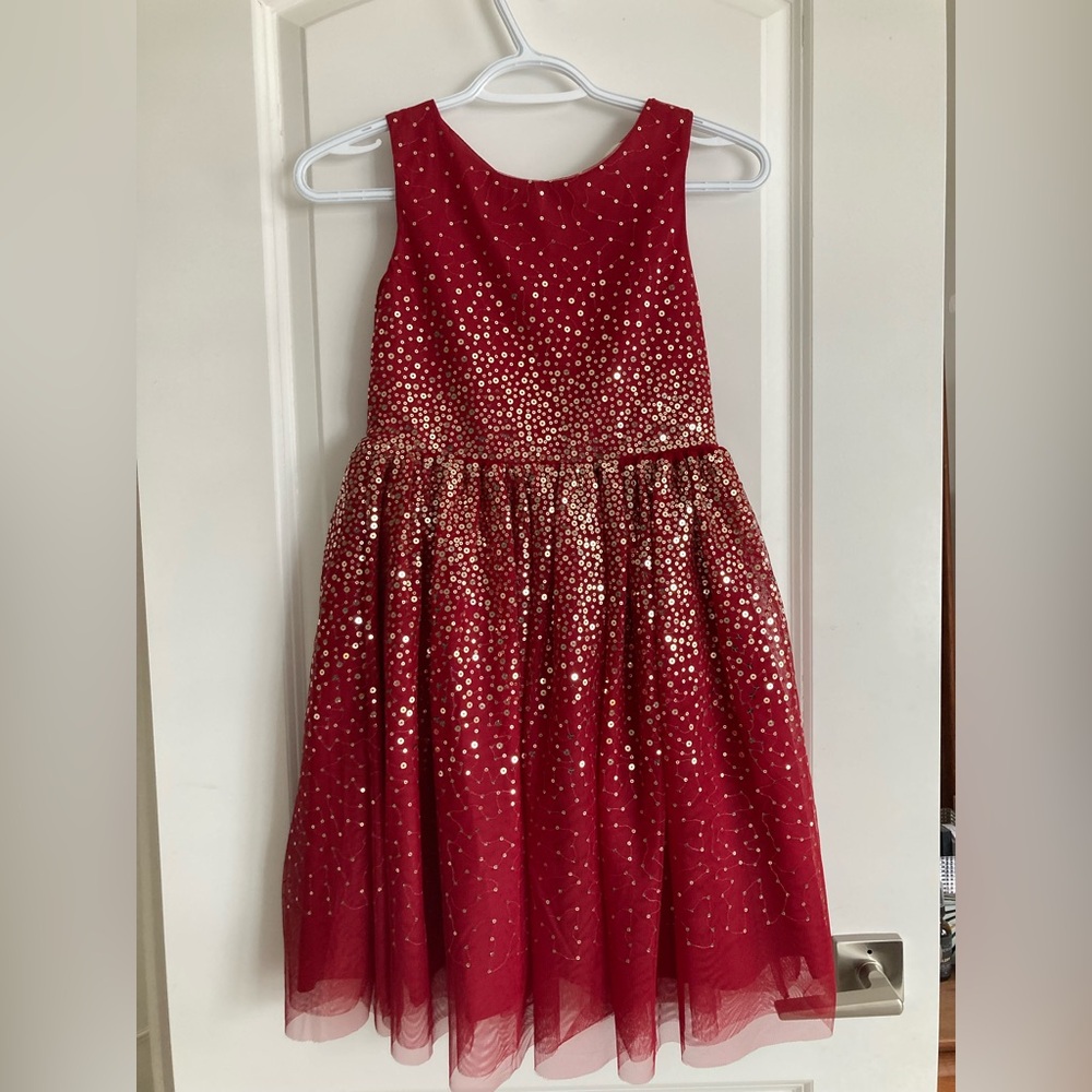 H&M Red Tulle Dress with Gold Sequins